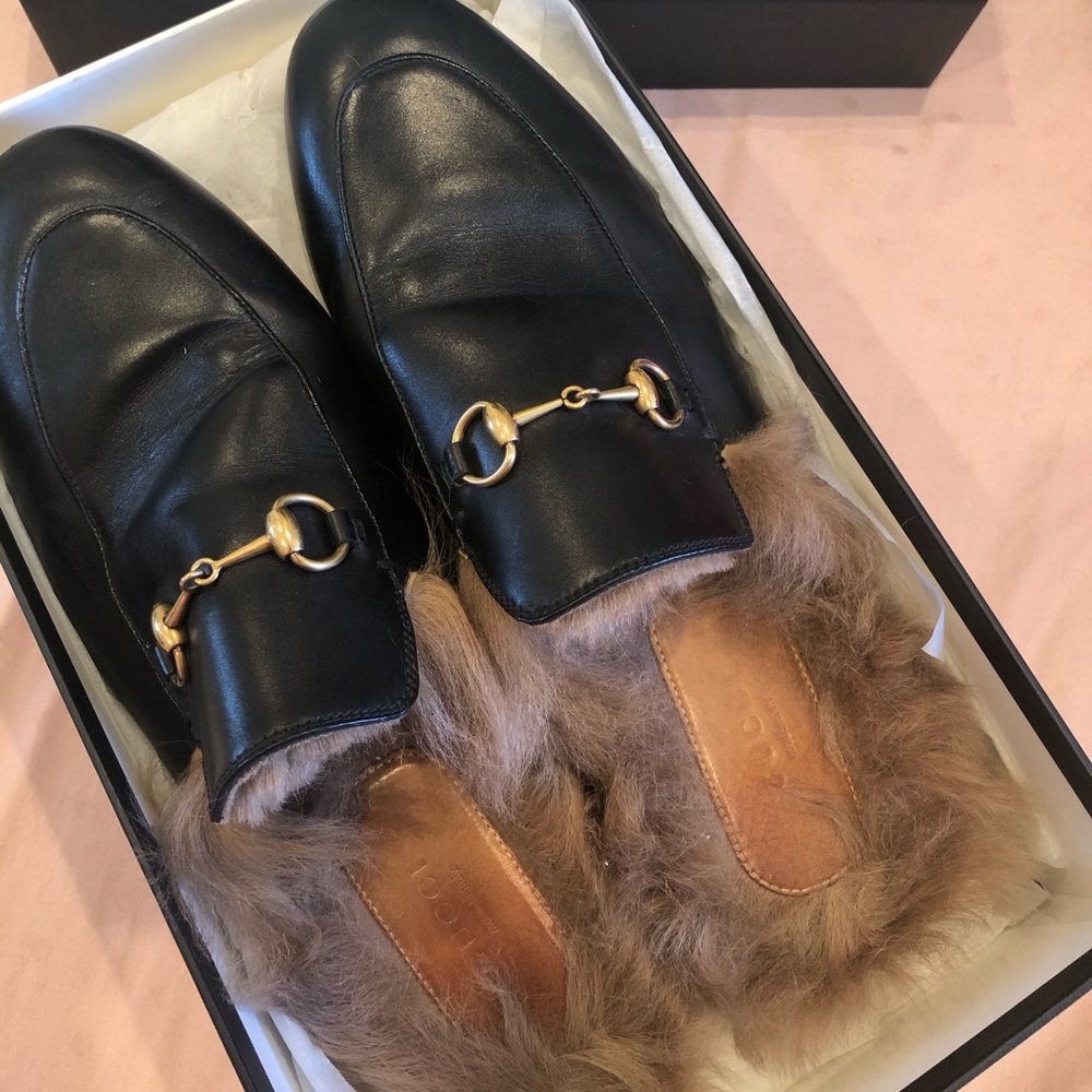 Gucci Princetown fur lined mules